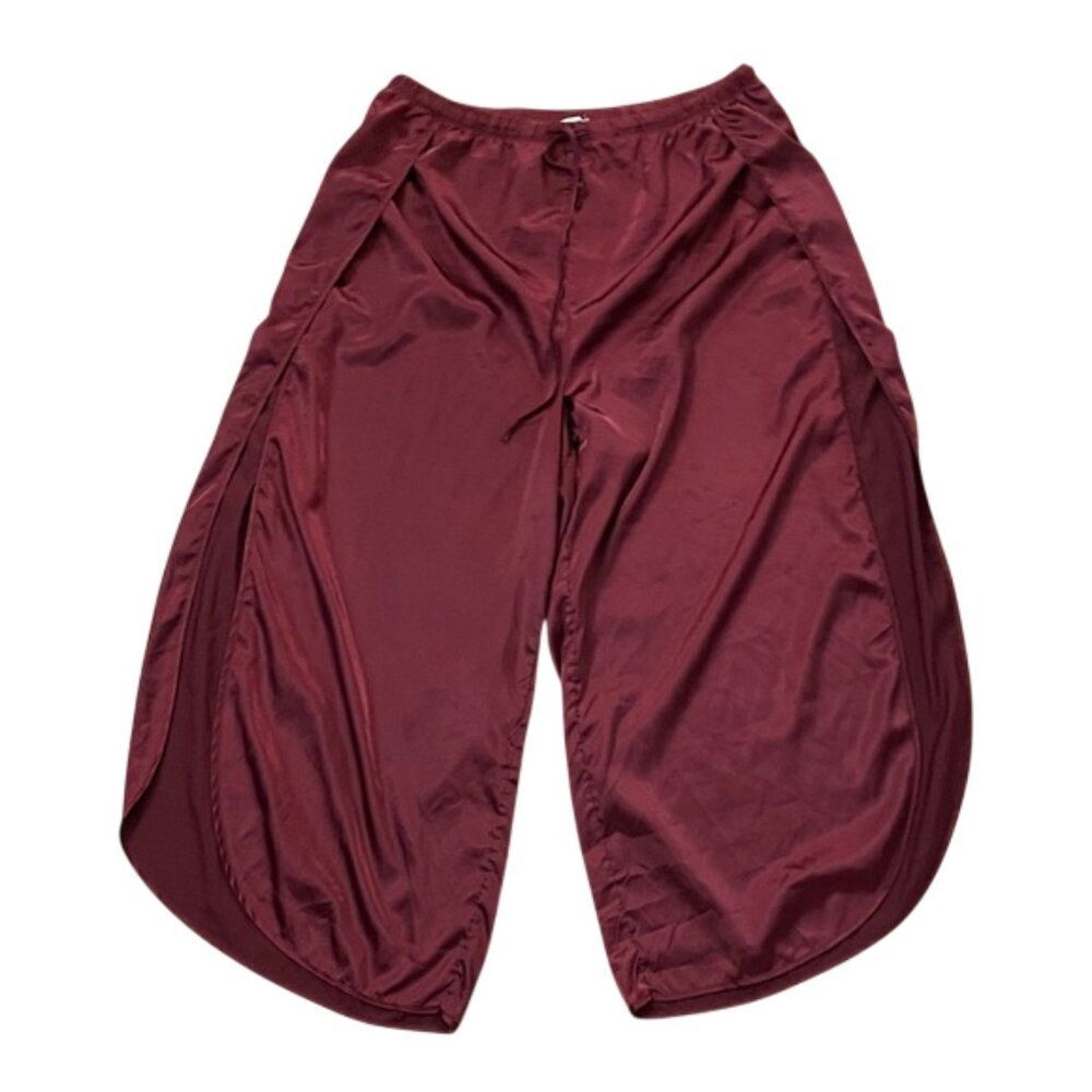 BB Dakota Burgundy Red Wide-Leg Satin Pajama Lounge Pants Womens Size XL